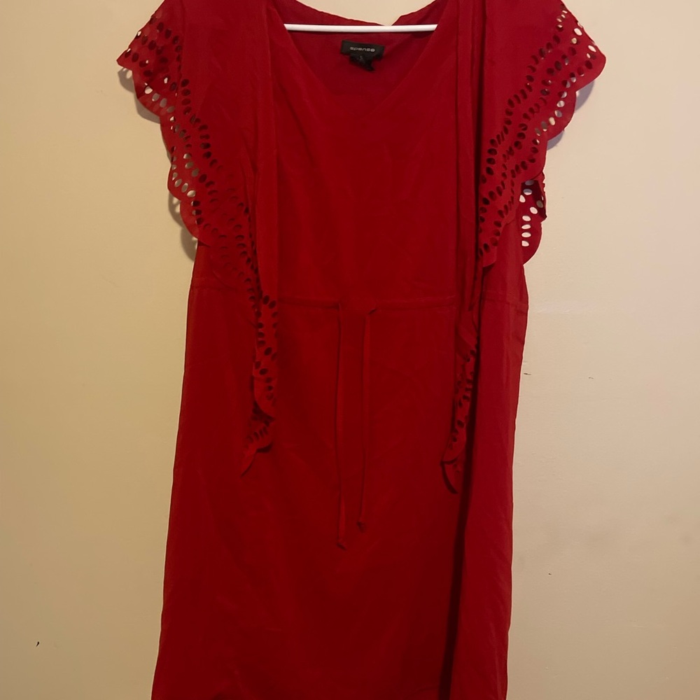 Spense Red Lace Sleeve Dress